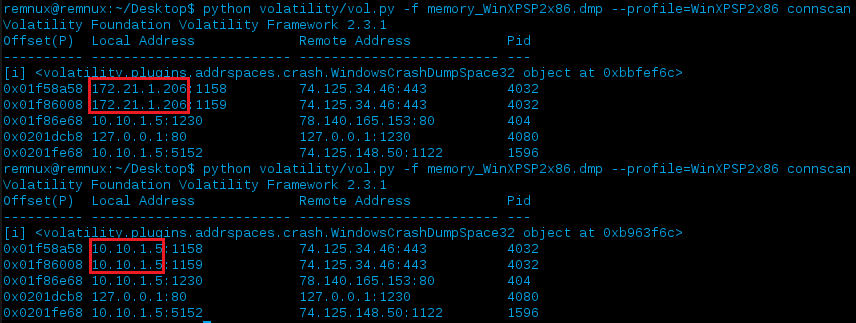 Connscan before and after